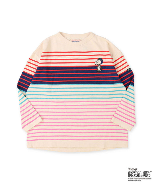 SNOOPY Striped Print Tee(LADIES)