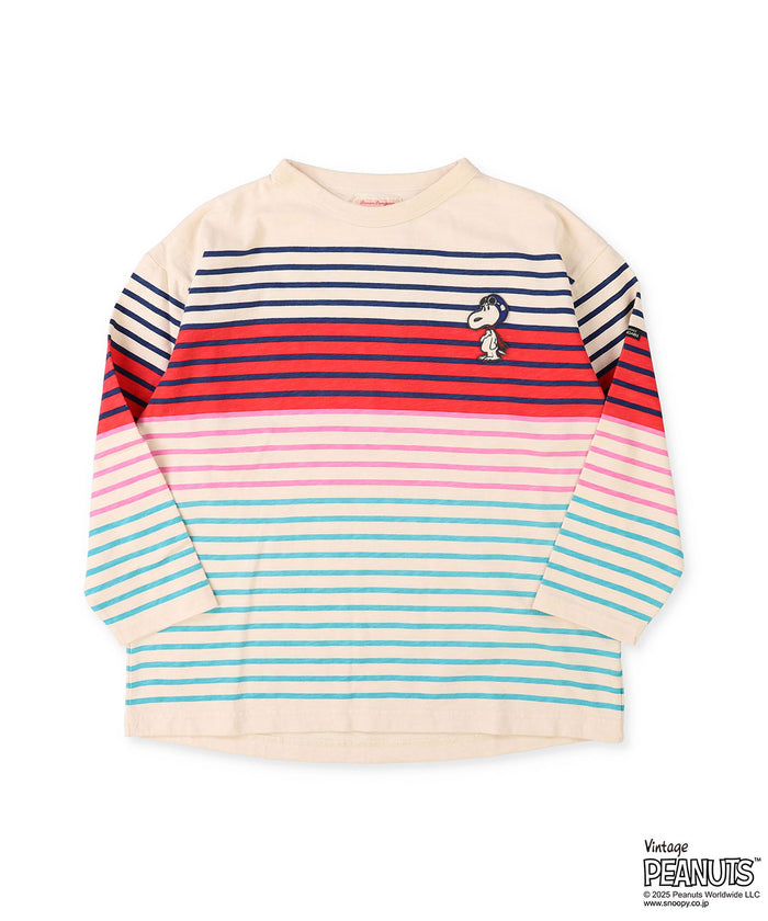 SNOOPY Striped Print Tee(LADIES)