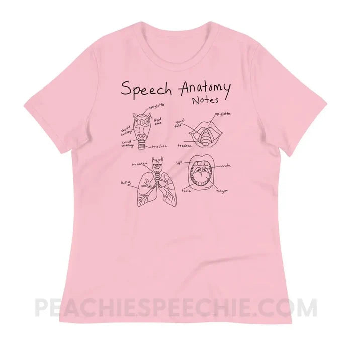 Speech Anatomy Notes Women’s Relaxed Tee - Pink / S - T-Shirts & Tops peachiespeechie.com