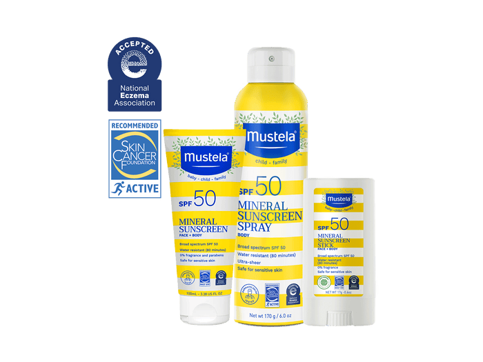 Mustela USA | SPF 50 Mineral Sunscreen Set | Accepted by National Eczema Association | Recommended by Skin Cancer Foundation