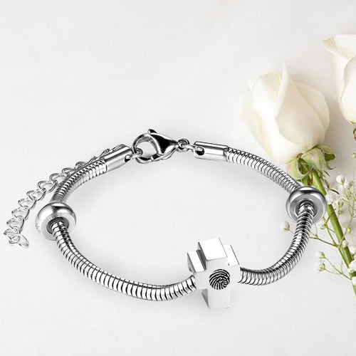 Stainless Steel Fingerprint Bracelets - Cross