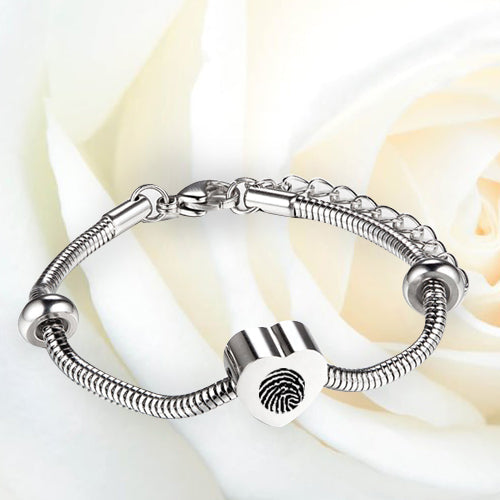 Stainless Steel Fingerprint Bracelets - Heart