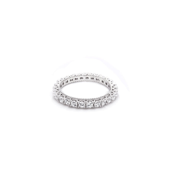 Sterling Silver CZ Milgrain Eternity Band