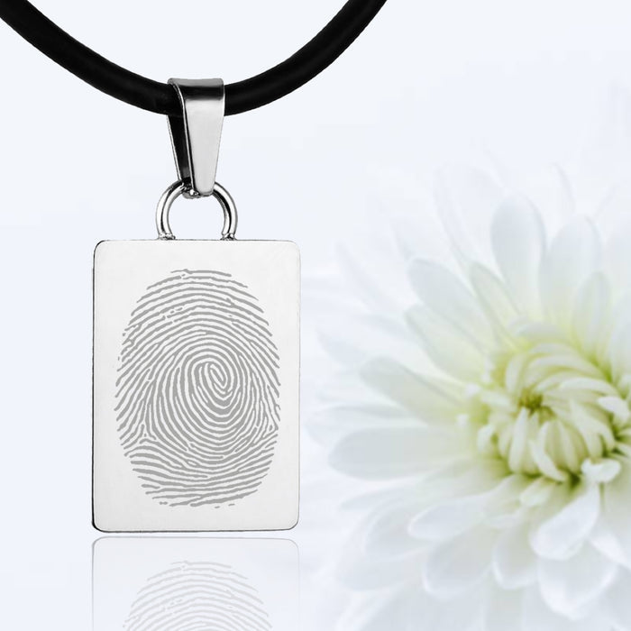 Sterling silver fingerprint pendant - Rectangle