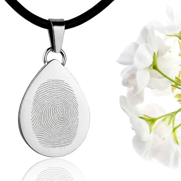 Sterling silver fingerprint pendant - Tear drop