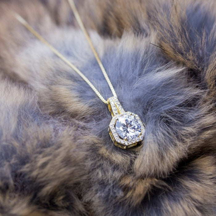 Sterling Silver Gold Vermeil CZ Halo Necklace