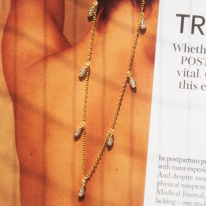 Sterling Silver Gold Vermeil CZ Mini Tear Drop Dangling Choker