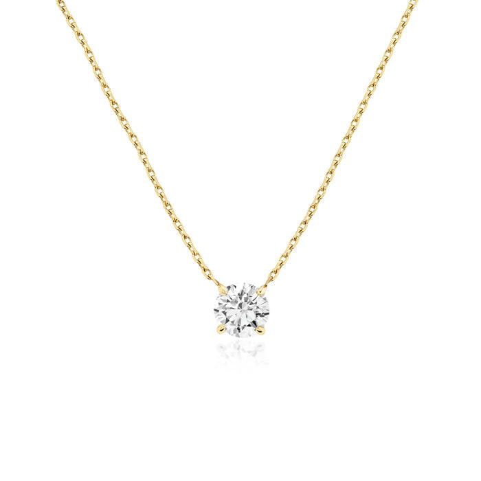 Sterling Silver Gold Vermeil CZ Single Stone Necklace