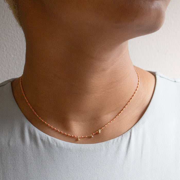 Sterling Silver Gold Vermeil Enamel Necklace