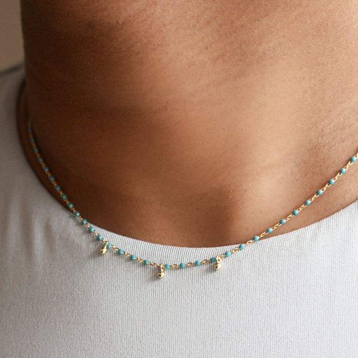 Sterling Silver Gold Vermeil Enamel Necklace