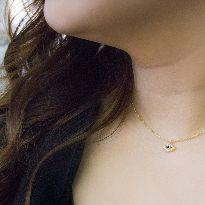 Sterling Silver Gold Vermeil Evil Eye Necklace