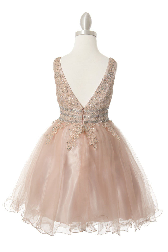 Stone Lace Tulle Girl Party Dress by Cinderella Couture USA AS5081