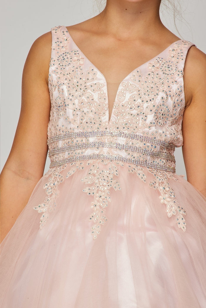 Stone Lace Tulle Girl Party Dress by Cinderella Couture USA AS5081