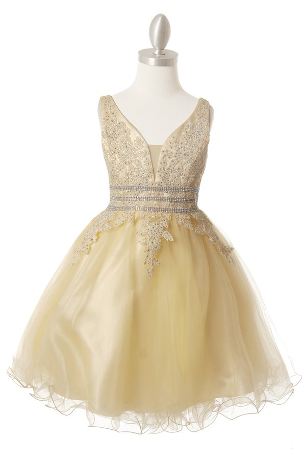 Stone Lace Tulle Girl Party Dress by Cinderella Couture USA AS5081