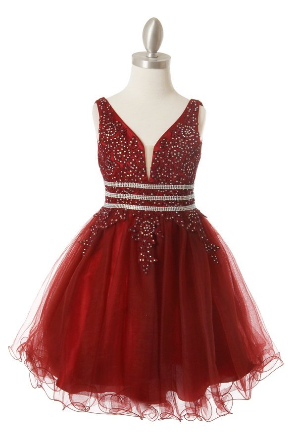 Stone Lace Tulle Girl Party Dress by Cinderella Couture USA AS5081