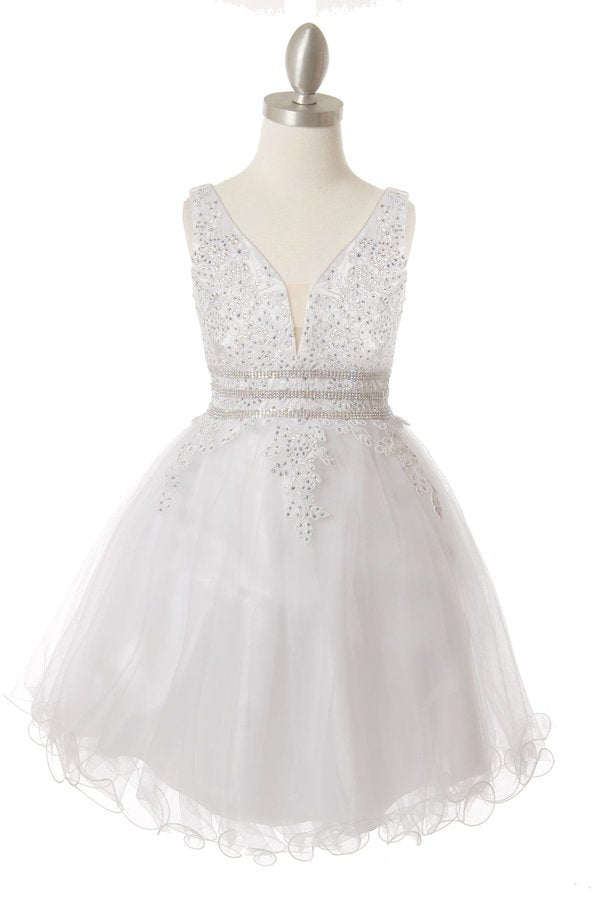 Stone Lace Tulle Girl Party Dress by Cinderella Couture USA AS5081