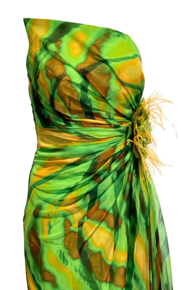 Dekolte Strapless Green Cocktail Party Dress - Runway Catalog