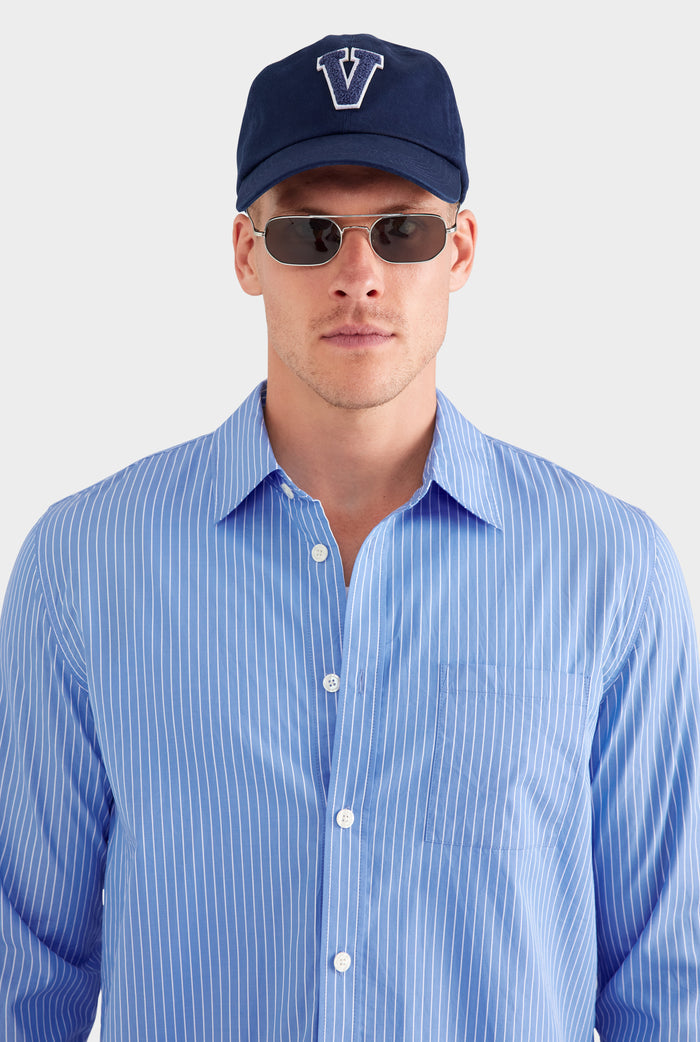 Stripe Cotton Shirt - Blue/White Stripe
