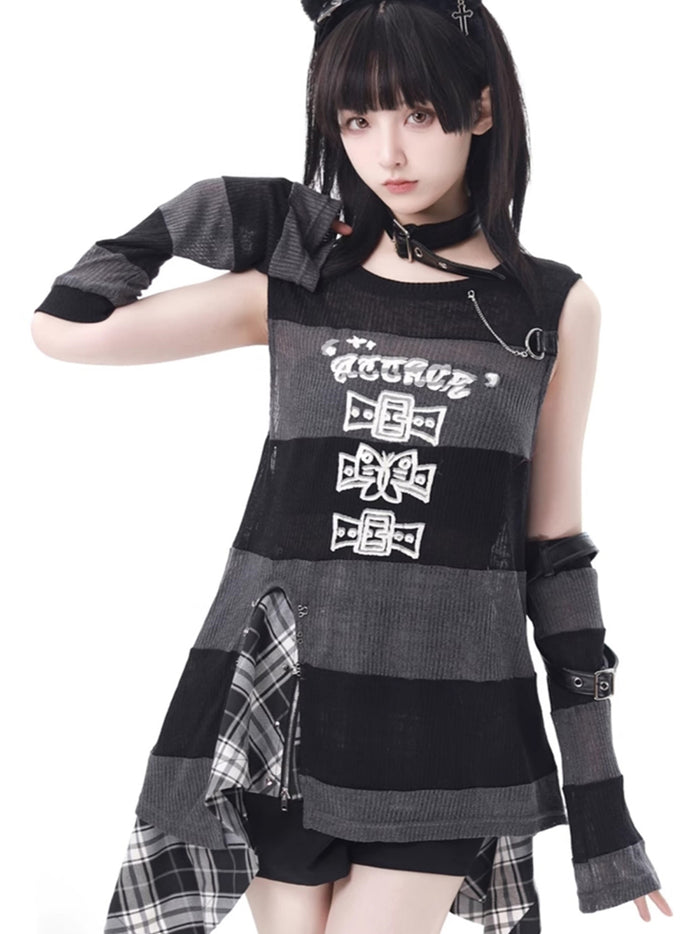 Subculture Sleeveless Vest / Plaid Skirt