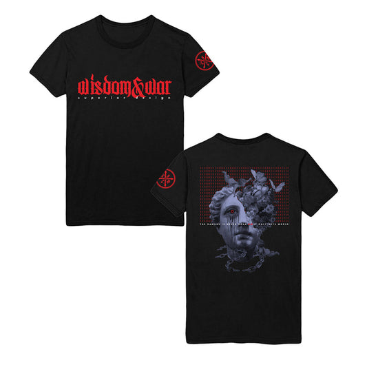 wisdom and war Superior Design - Black T-Shirt front and back
