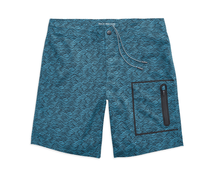 Riptide Wavecrest | Front view of Swim Board Short in Riptide Wavecrest