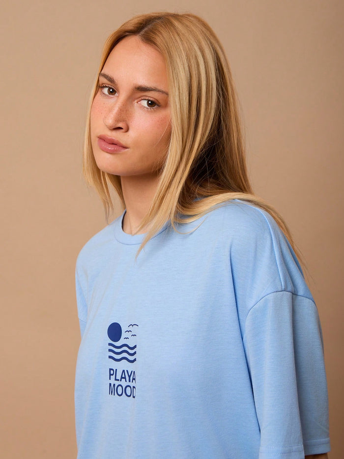 SXV 'ALL I NEED IS PLAYA MOOD’ Printed Cool Aesthetic Oversized Baggy T-shirt