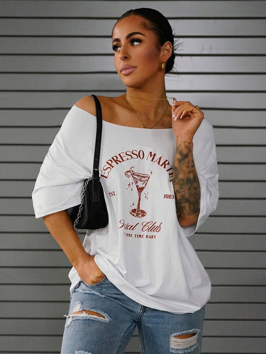 SXV espresso martini Print Loose Short Sleeve T-Shirt