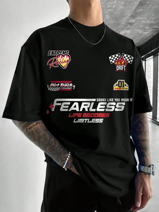 SXV 'FEARLESS LEGND’ Printed Cool Aesthetic Oversized Baggy T-shirt