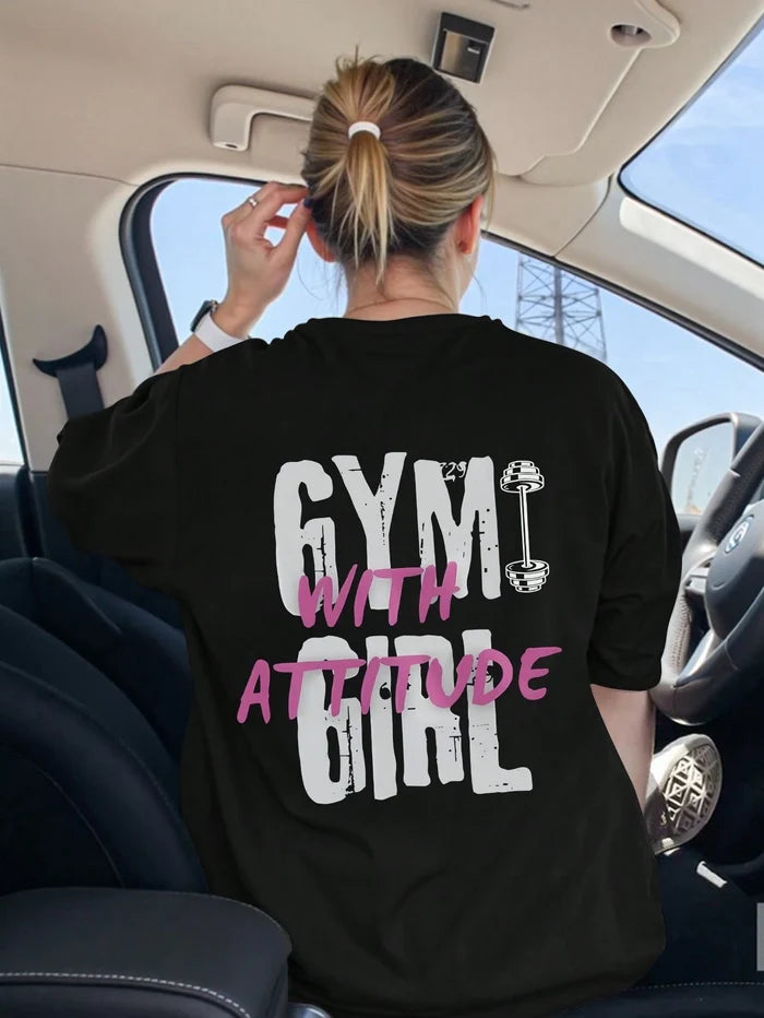 SXV 'GYM GIRL WITH ATTITUDE’ Printed Cool Aesthetic Oversized Baggy T-shirt