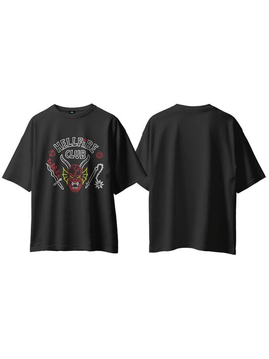 SXV 'HELL FIRECLUB’ Printed Cool Aesthetic Oversized Baggy T-shirt
