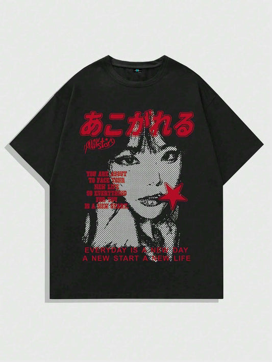 SXV 'New Start’ Printed Cool Aesthetic Oversized Baggy T-shirt