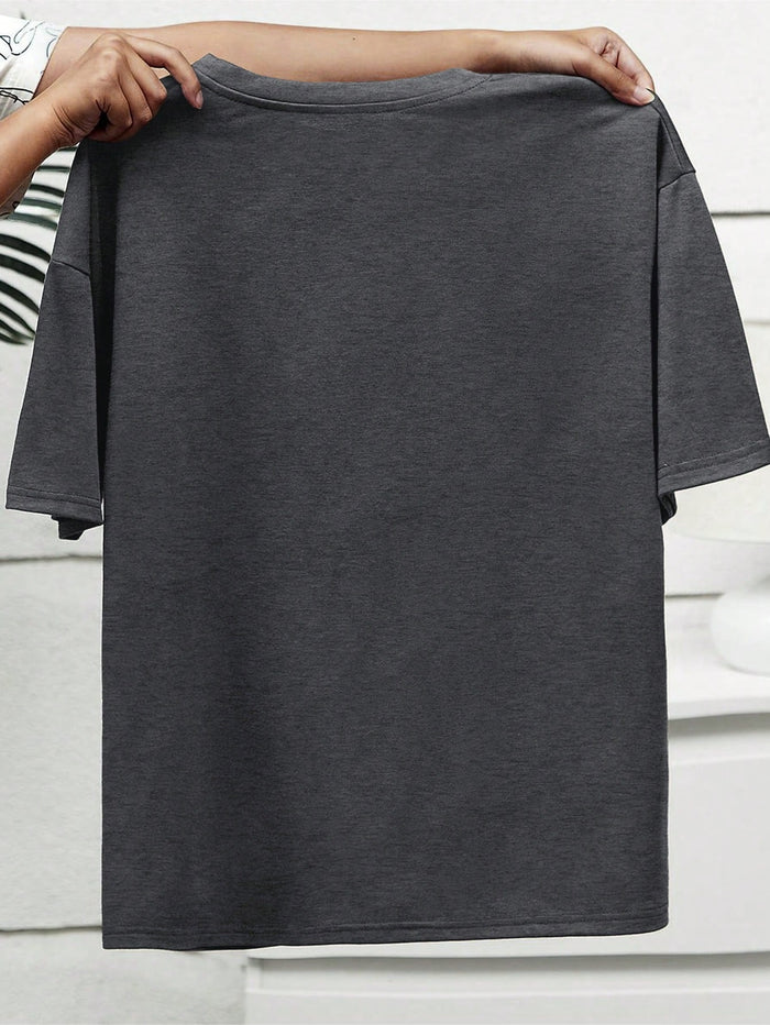 SXV Plus Size Women Casual Short Sleeve Round Neck T-Shirt With Funny Cat Print, Summer Graphic Tee