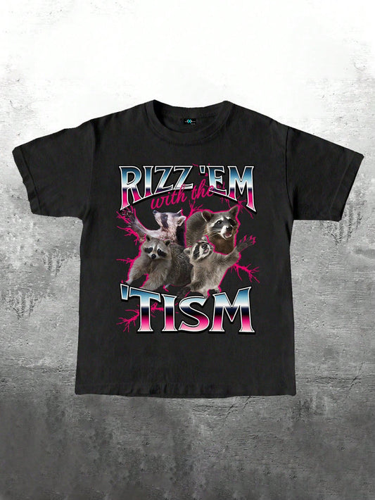 SXV 'Rizzem’ Printed Cool Aesthetic Oversized Baggy T-shirt