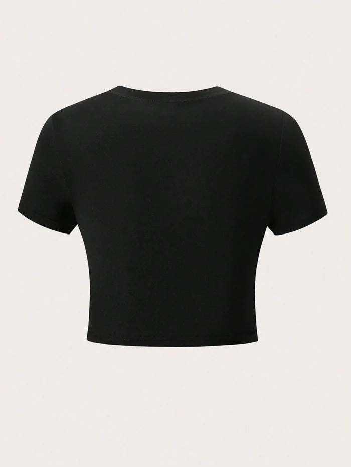 SXV Women I'm Literally Just A Girl Crop Top With Slogan Print And Slim Fit I'M LITERALLY JUST A GIRL