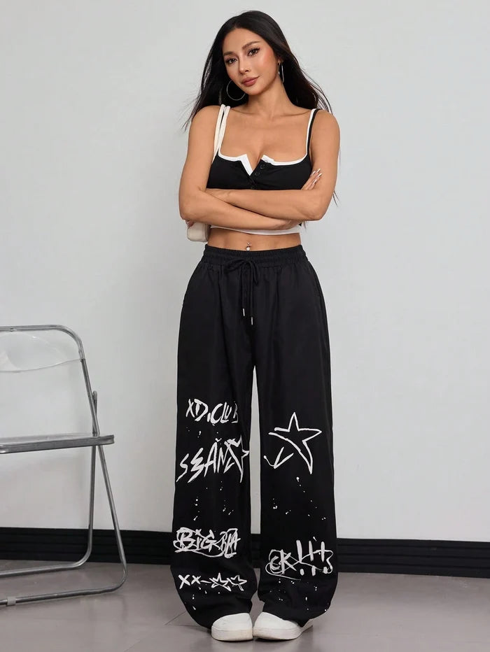 SXV XD CLUB Print Straight Leg Sweatpants