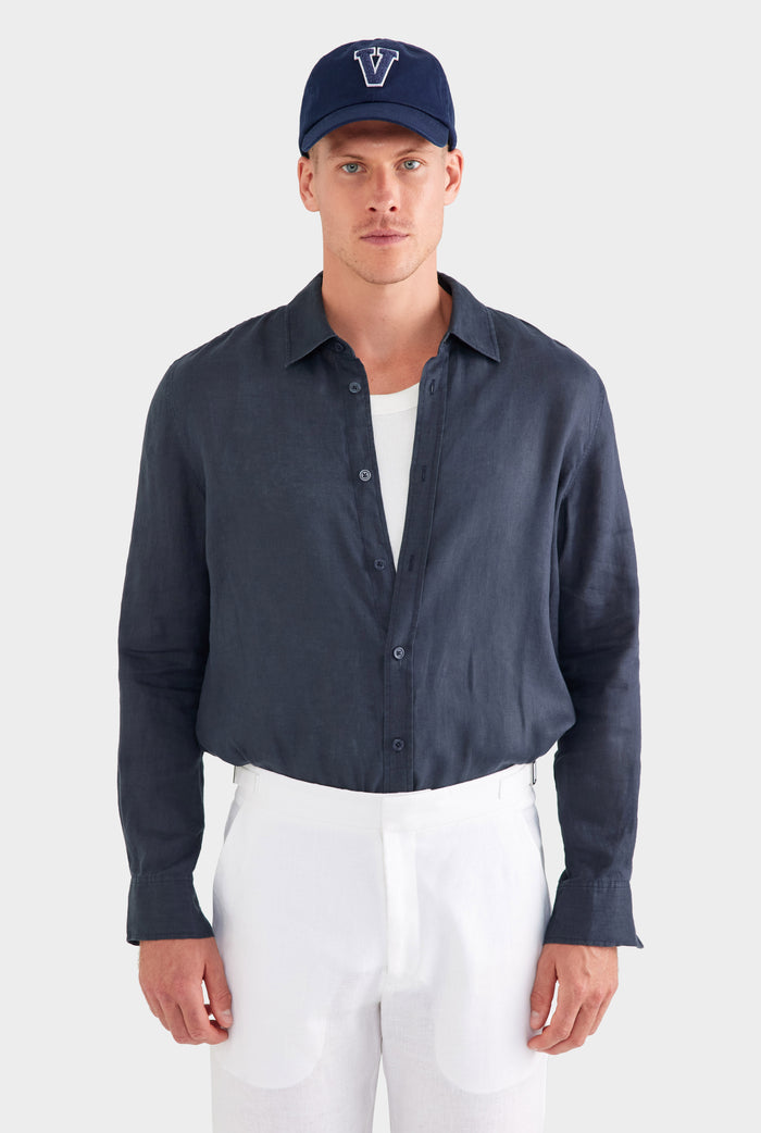 Tailored Linen Side Tab Trouser - White