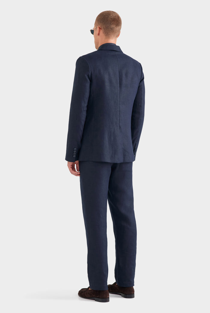 Tailored Linen Suit Jacket - Navy