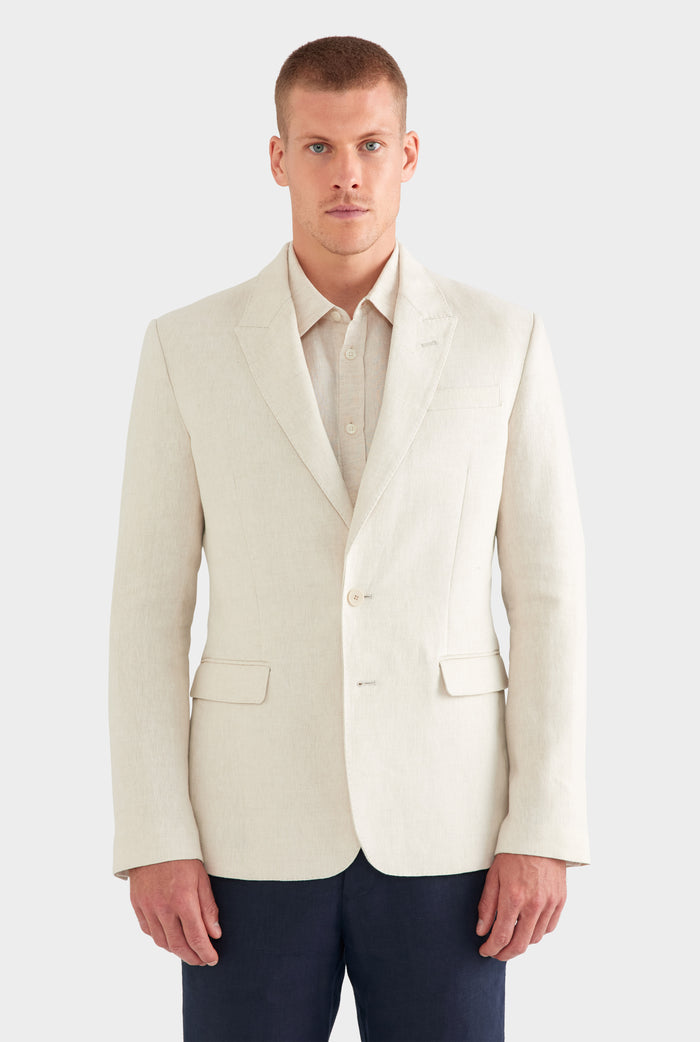 Tailored Linen Suit Jacket - Sand