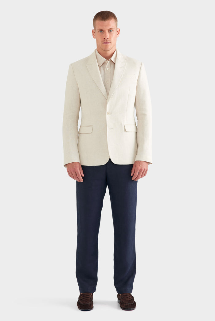 Tailored Linen Suit Jacket - Sand