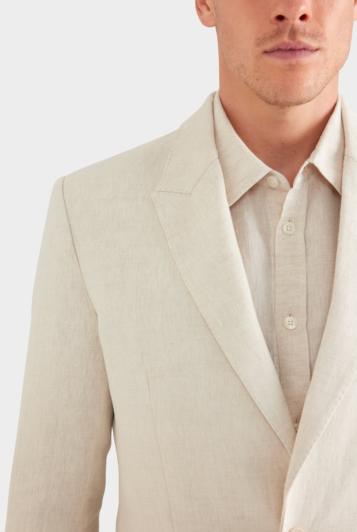 Tailored Linen Suit Jacket - Sand