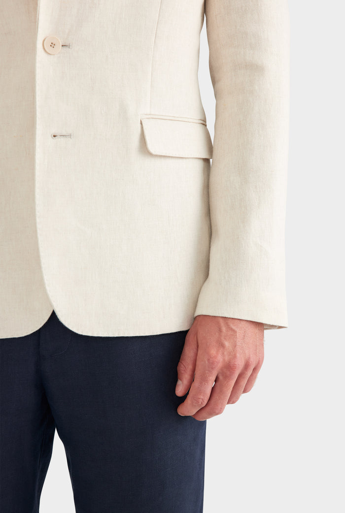 Tailored Linen Suit Jacket - Sand
