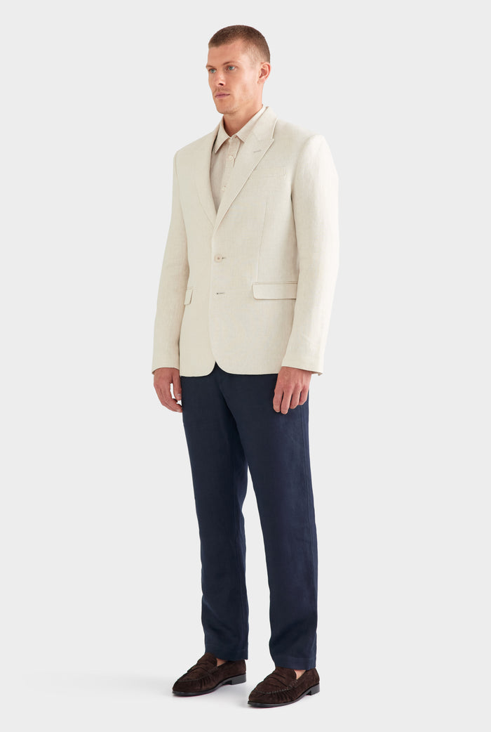 Tailored Linen Suit Jacket - Sand