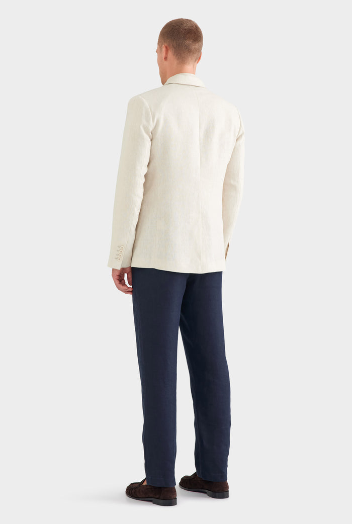 Tailored Linen Suit Jacket - Sand