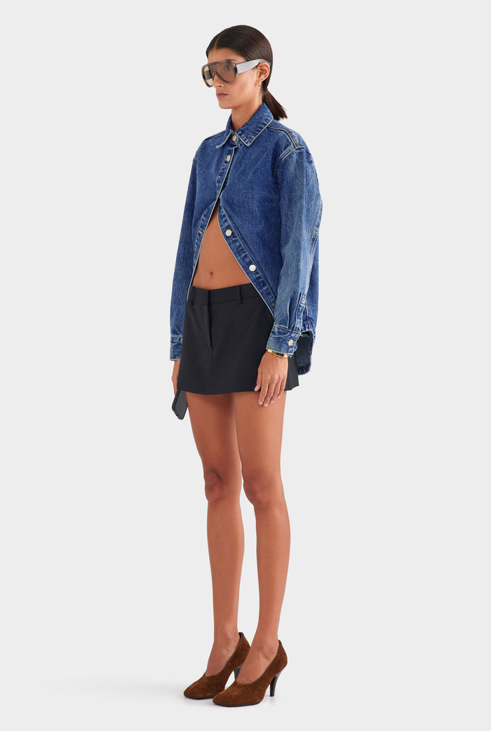 Tailored Wool Mini Skirt - Black