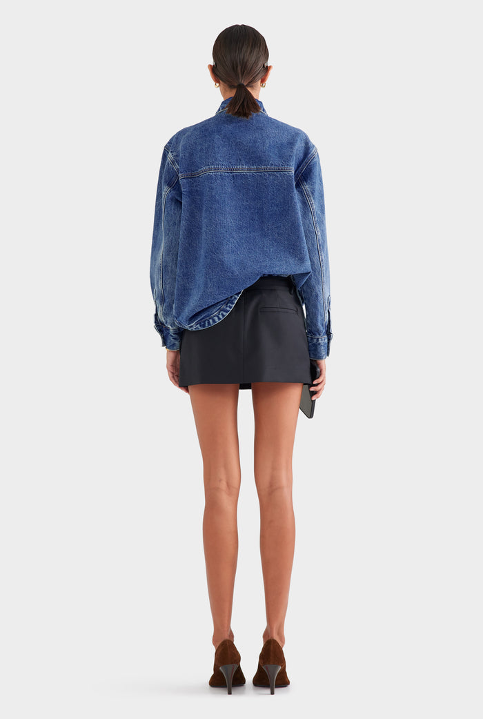 Tailored Wool Mini Skirt - Black