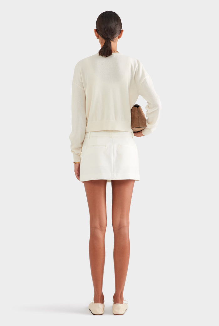 Tailored Wool Mini Skirt - Cream
