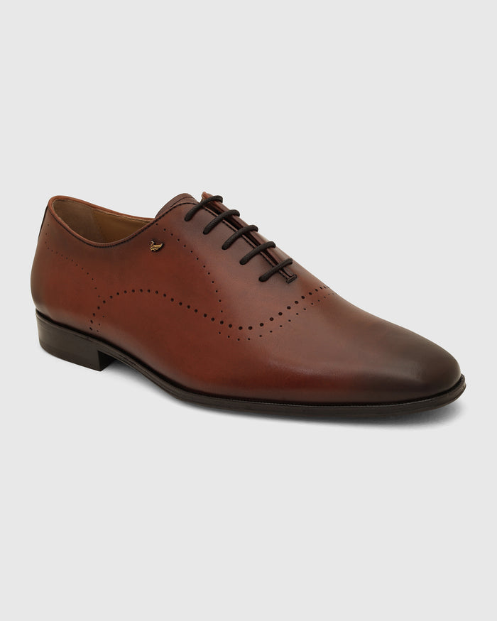 Tan Solid Oxford Shoes - Winolaa