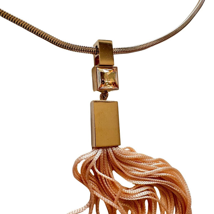 May Moma gold-tone tassel pendant necklace with geometric charm