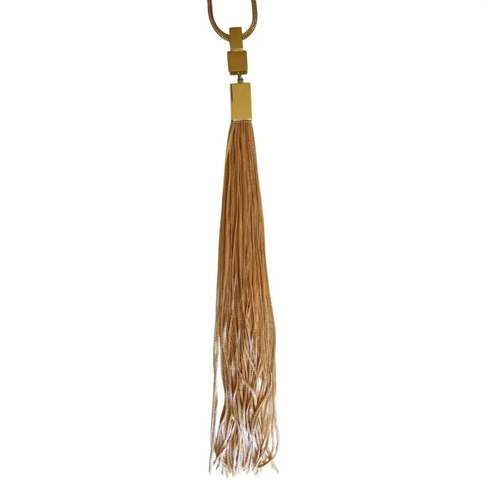 May Moma gold-tone tassel pendant necklace with geometric charm