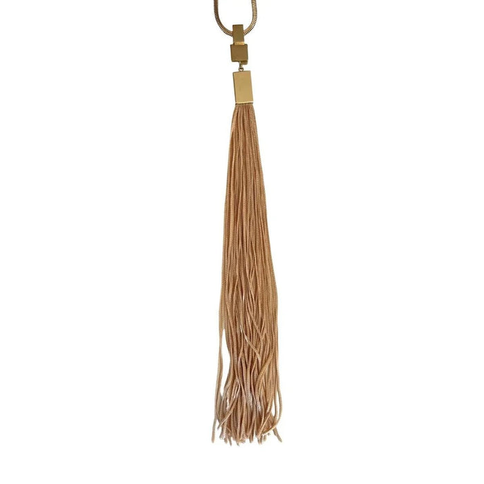 May Moma gold-tone tassel pendant necklace with geometric charm